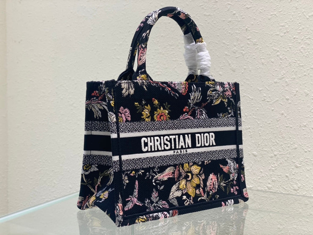 DIOR Small Book Tote 26.5cm Jardin Botanique Black