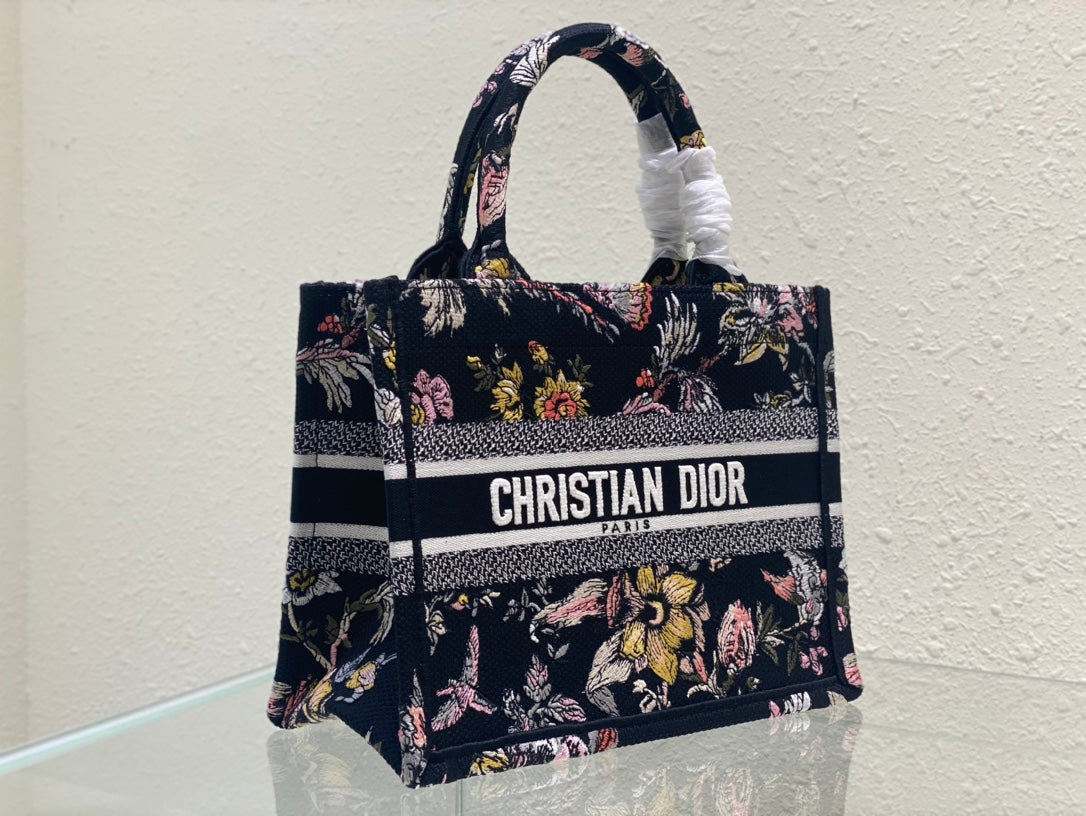 DIOR Small Book Tote 26.5cm Jardin Botanique Black