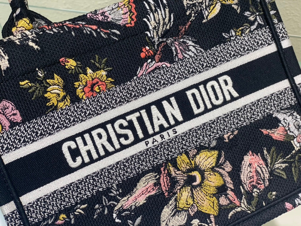 DIOR Small Book Tote 26.5cm Jardin Botanique Black