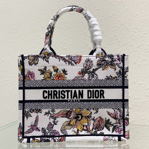 DIOR Small Book Tote 26.5cm Jardin Botanique White