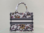 DIOR Small Book Tote 26.5cm Jardin Botanique White