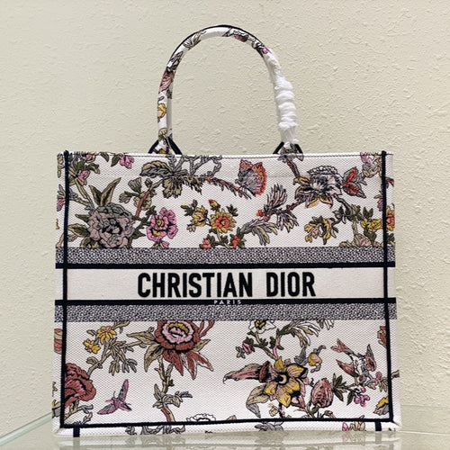 DIOR Large Book Tote 42cm Jardin Botanique White