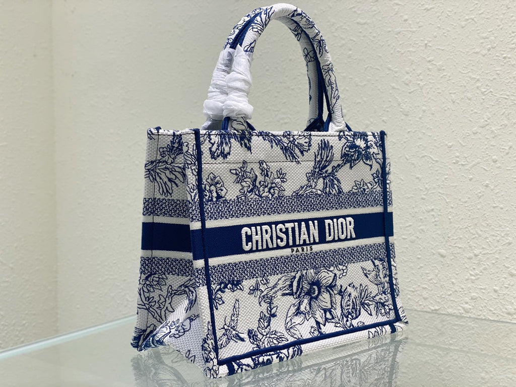 DIOR Small Book Tote 26.5cm Jardin Botanique Blue