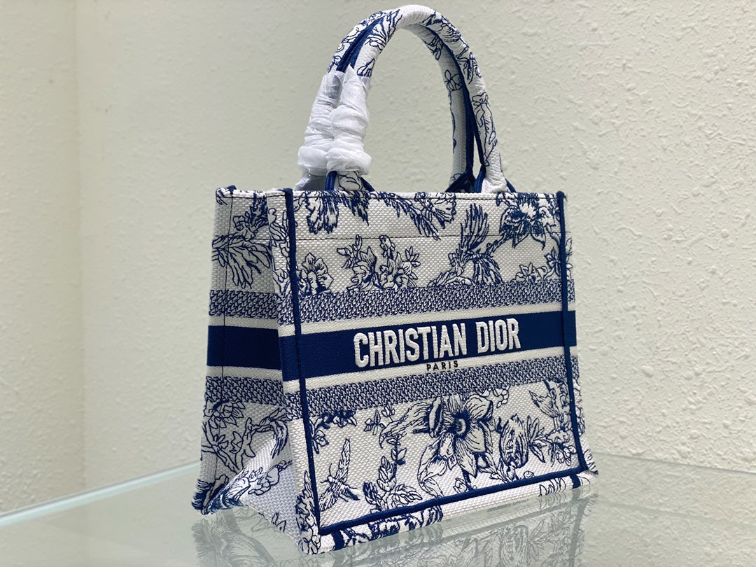 DIOR Small Book Tote 26.5cm Jardin Botanique Blue