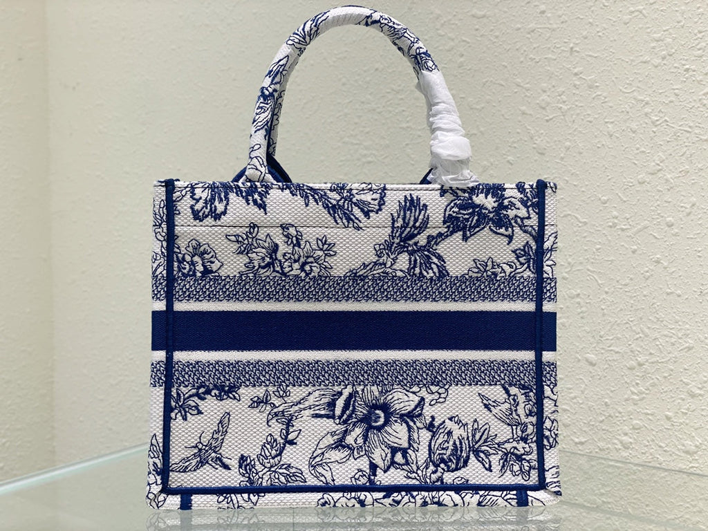 DIOR Small Book Tote 26.5cm Jardin Botanique Blue