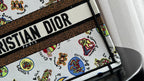 DIOR Medium Book Tote 36cm White Multicolor Dragon Zodiac Embroidery