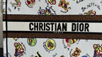 DIOR Large Book Tote 42cm White Multicolor Dragon Zodiac Embroidery