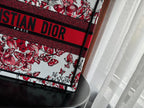 DIOR Medium Book Tote 36cm White and Red Heart Butterfly Embroidery