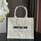 DIOR Small Book Tote 26.5cm Butterfly Zodiac White
