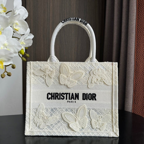 DIOR Small Book Tote 26.5cm Butterfly Zodiac White