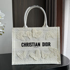 DIOR Medium Book Tote 36cm Butterfly Zodiac White