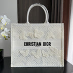 DIOR Large Book Tote 42cm Butterfly Zodiac White