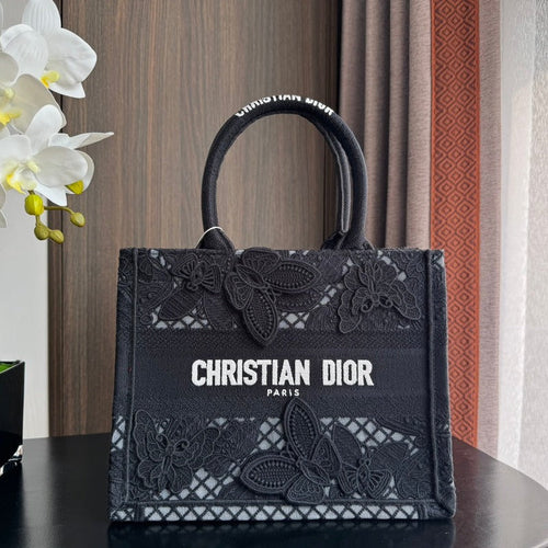 DIOR Small Book Tote 26.5cm Butterfly Zodiac Black