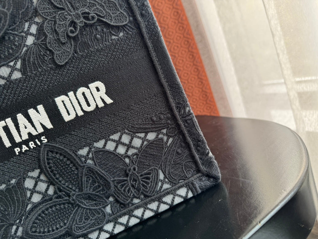 DIOR Small Book Tote 26.5cm Butterfly Zodiac Black