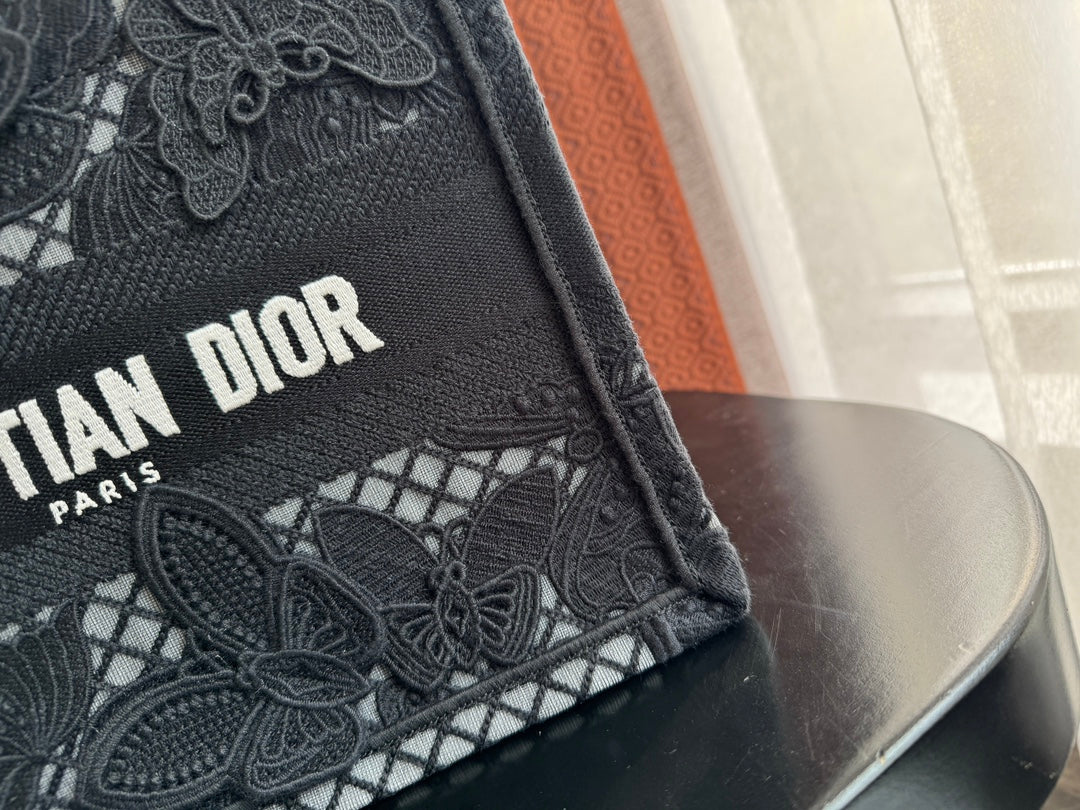 DIOR Small Book Tote 26.5cm Butterfly Zodiac Black