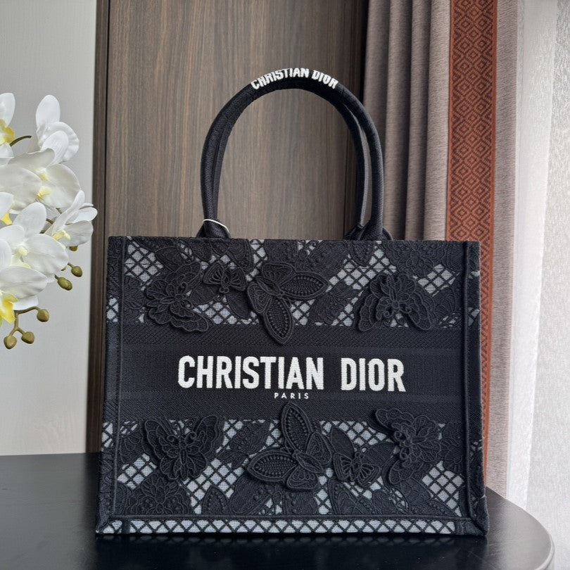 DIOR Medium Book Tote 36cm Butterfly Zodiac Black
