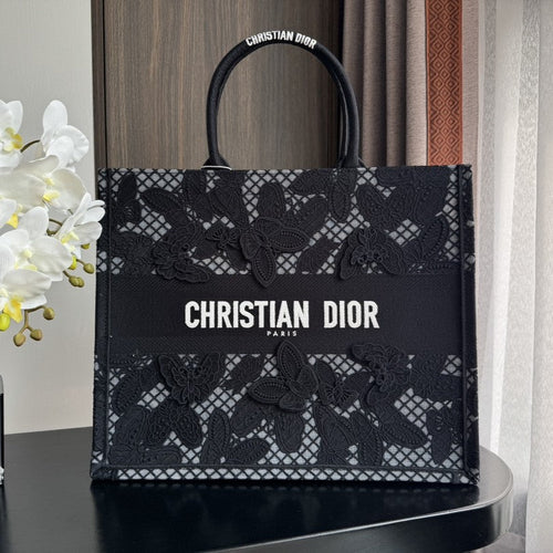 DIOR Large Book Tote 42cm Butterfly Zodiac Black