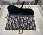 DIOR Saddle WOC 19cm Blue Obique Embroidery