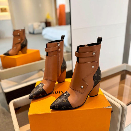 Louis Vuitton Trinity Ankle Boot 75mm Orange Brown Monogram Calfskin