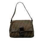 Fendi Zucca Handbag Brown Canvas Leather  Fendi