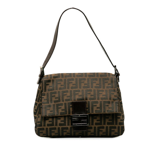 Fendi Zucca Handbag Brown Canvas Leather  Fendi