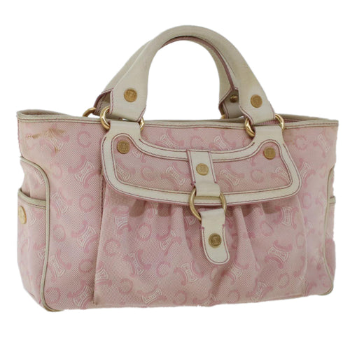CELINE C Macadam Canvas Hand Bag Leather Pink  yb138