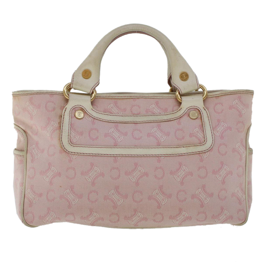 CELINE C Macadam Canvas Hand Bag Leather Pink  yb138