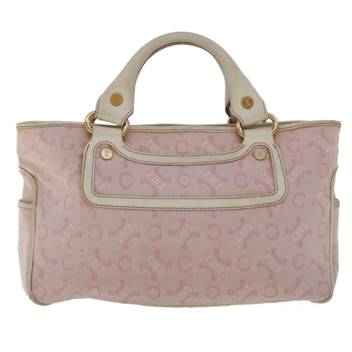 CELINE C Macadam Canvas Hand Bag Leather Pink  yb138