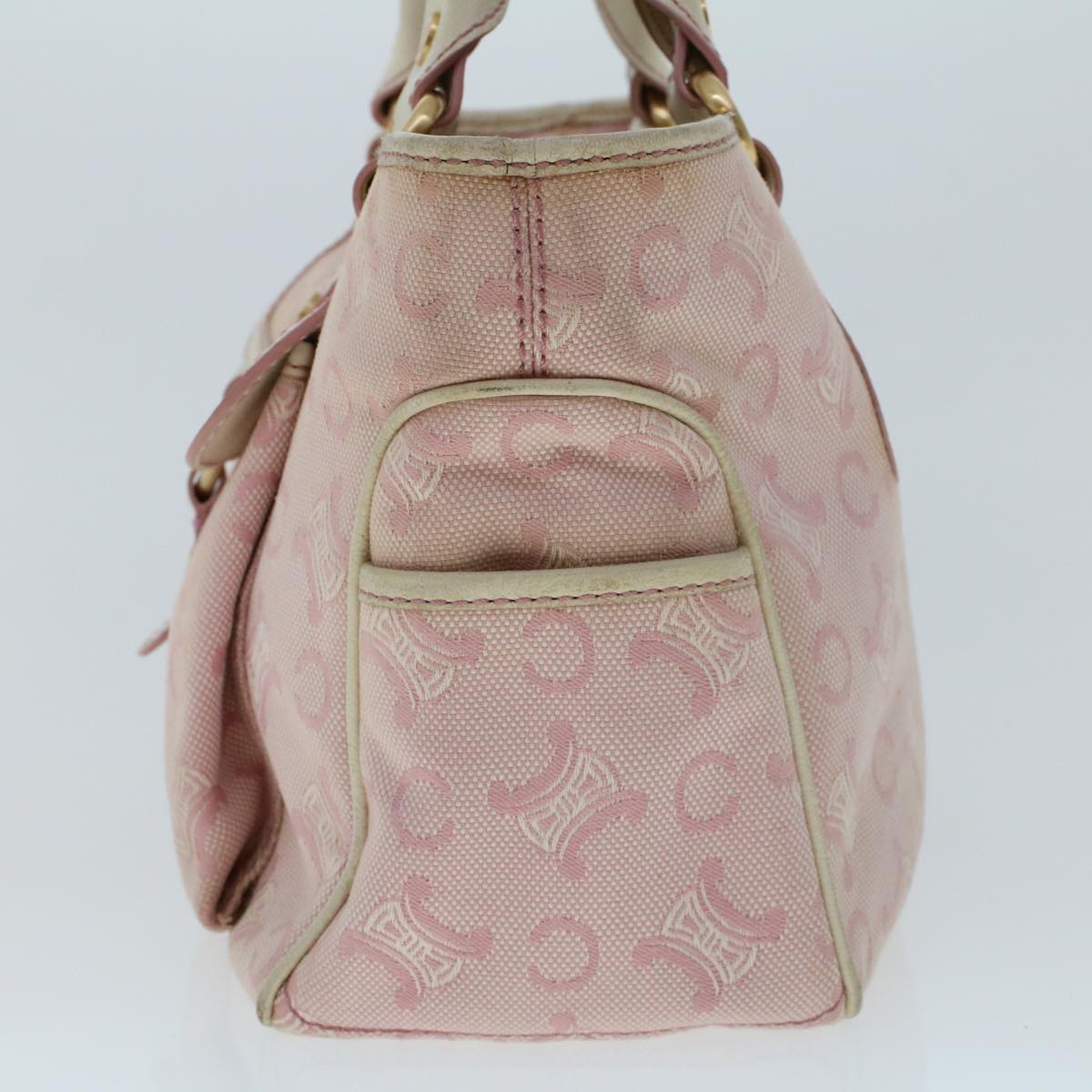 CELINE C Macadam Canvas Hand Bag Leather Pink  yb138