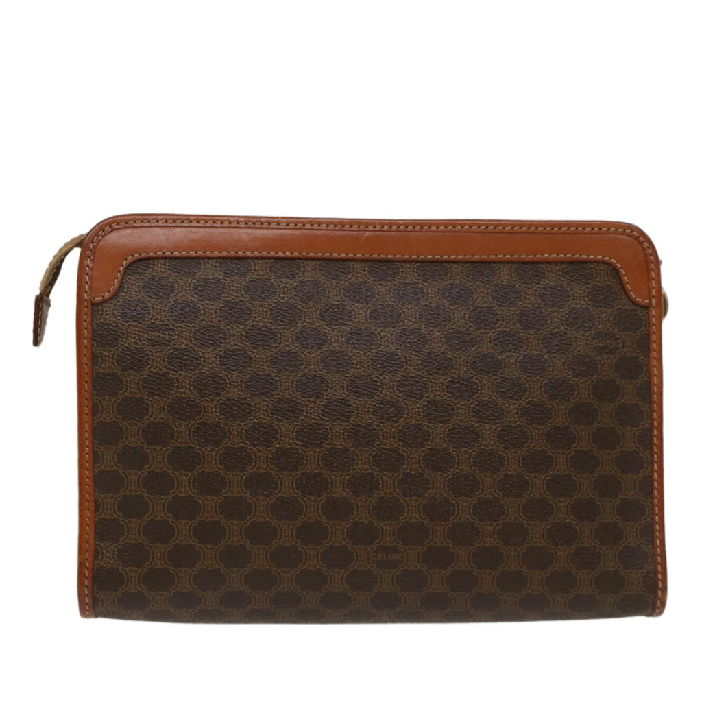 CELINE Macadam Canvas Clutch Bag PVC Leather Brown  yb352