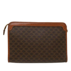 CELINE Macadam Canvas Clutch Bag PVC Leather Brown  yb352
