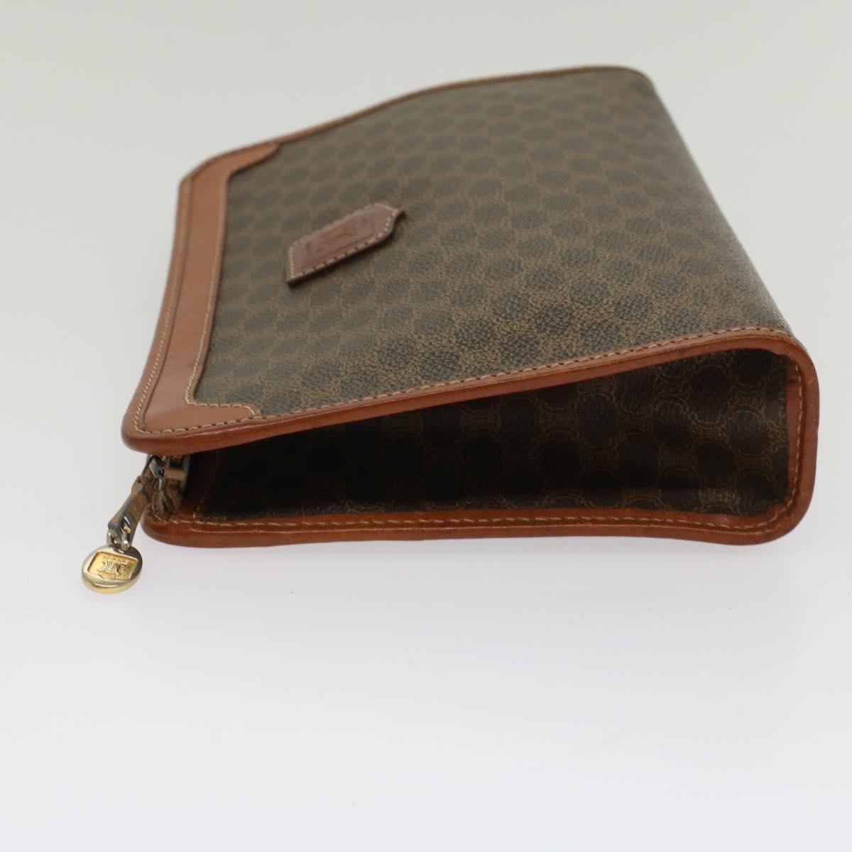CELINE Macadam Canvas Clutch Bag PVC Leather Brown  yb352