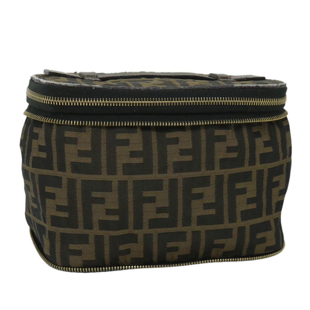 FENDI Zucca Canvas Vanity Cosmetic Pouch Black Brownyb401