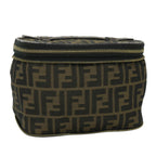 FENDI Zucca Canvas Vanity Cosmetic Pouch Black Brownyb401