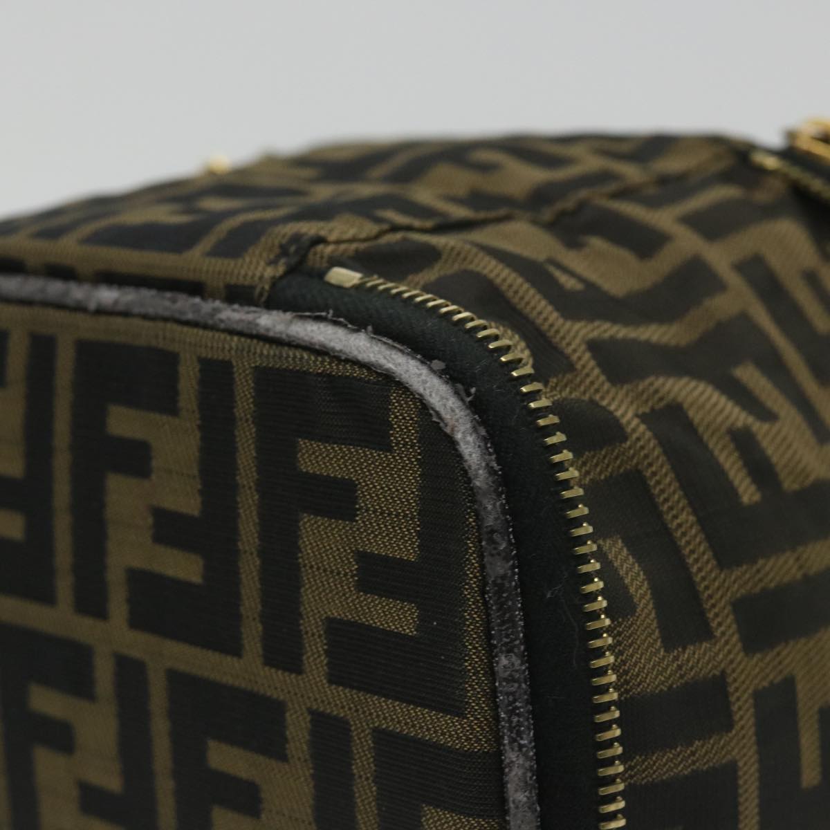 FENDI Zucca Canvas Vanity Cosmetic Pouch Black Brownyb401