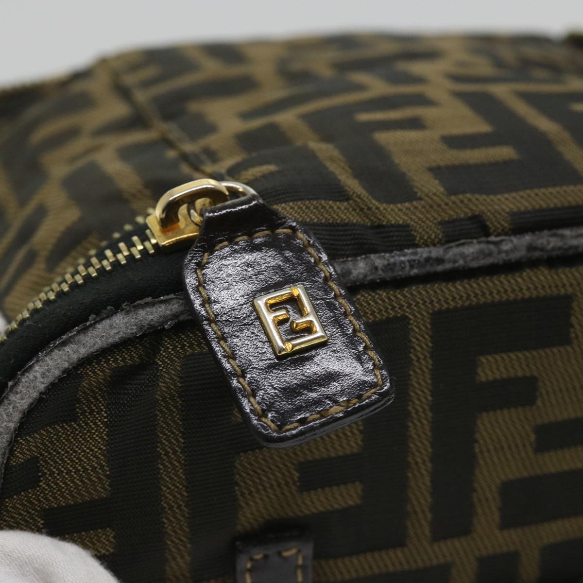 FENDI Zucca Canvas Vanity Cosmetic Pouch Black Brownyb401