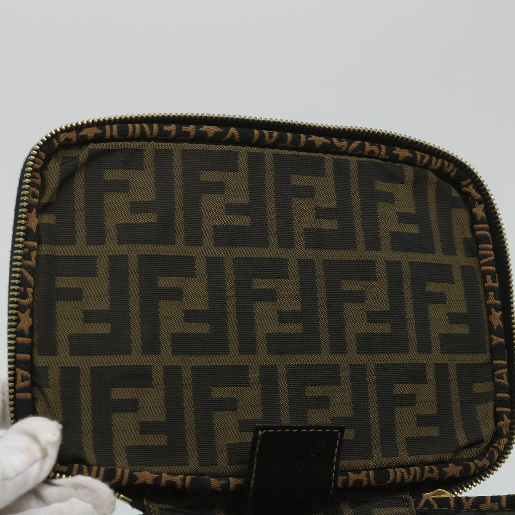 FENDI Zucca Canvas Vanity Cosmetic Pouch Black Brownyb401