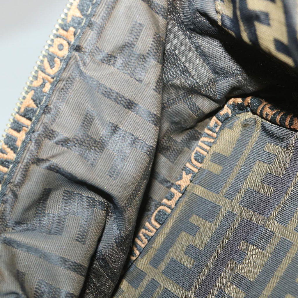 FENDI Zucca Canvas Vanity Cosmetic Pouch Black Brownyb401