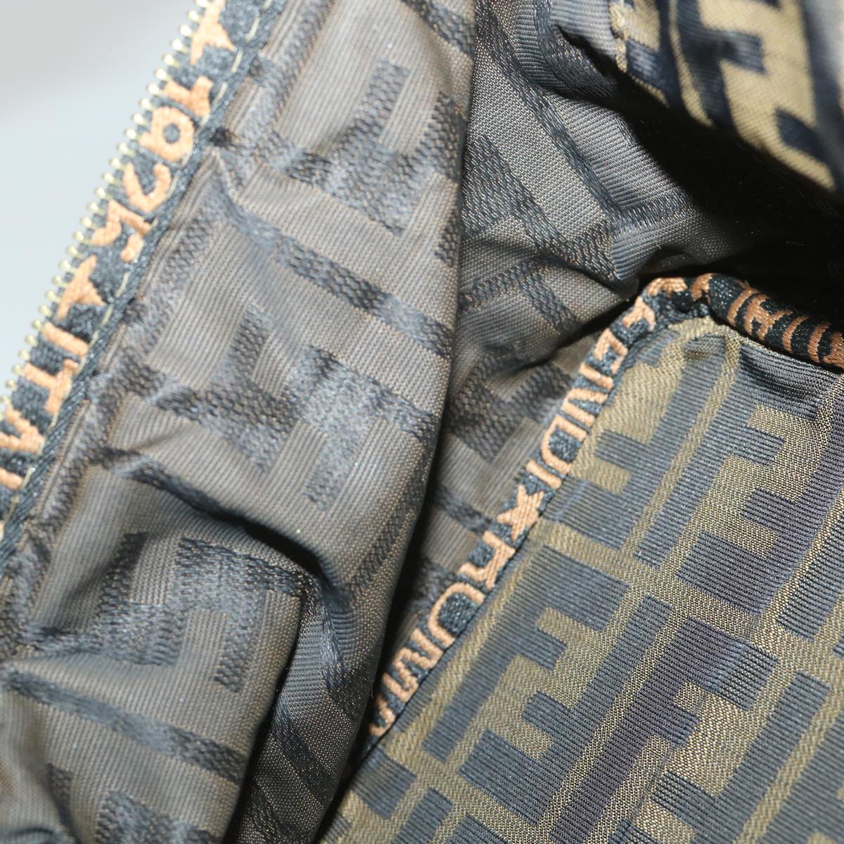 FENDI Zucca Canvas Vanity Cosmetic Pouch Black Brownyb401