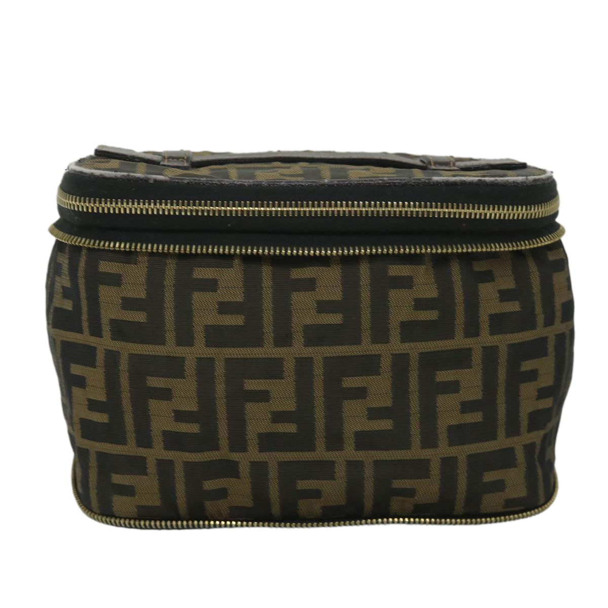 FENDI Zucca Canvas Vanity Cosmetic Pouch Black Brownyb401