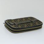 FENDI Zucca Canvas Vanity Cosmetic Pouch Black Brownyb401