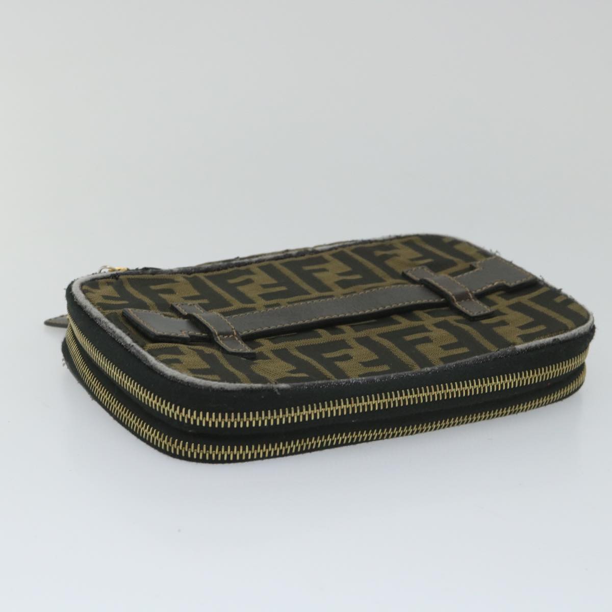 FENDI Zucca Canvas Vanity Cosmetic Pouch Black Brownyb401