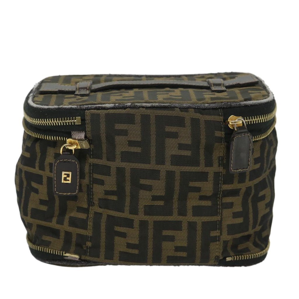 FENDI Zucca Canvas Vanity Cosmetic Pouch Black Brownyb401