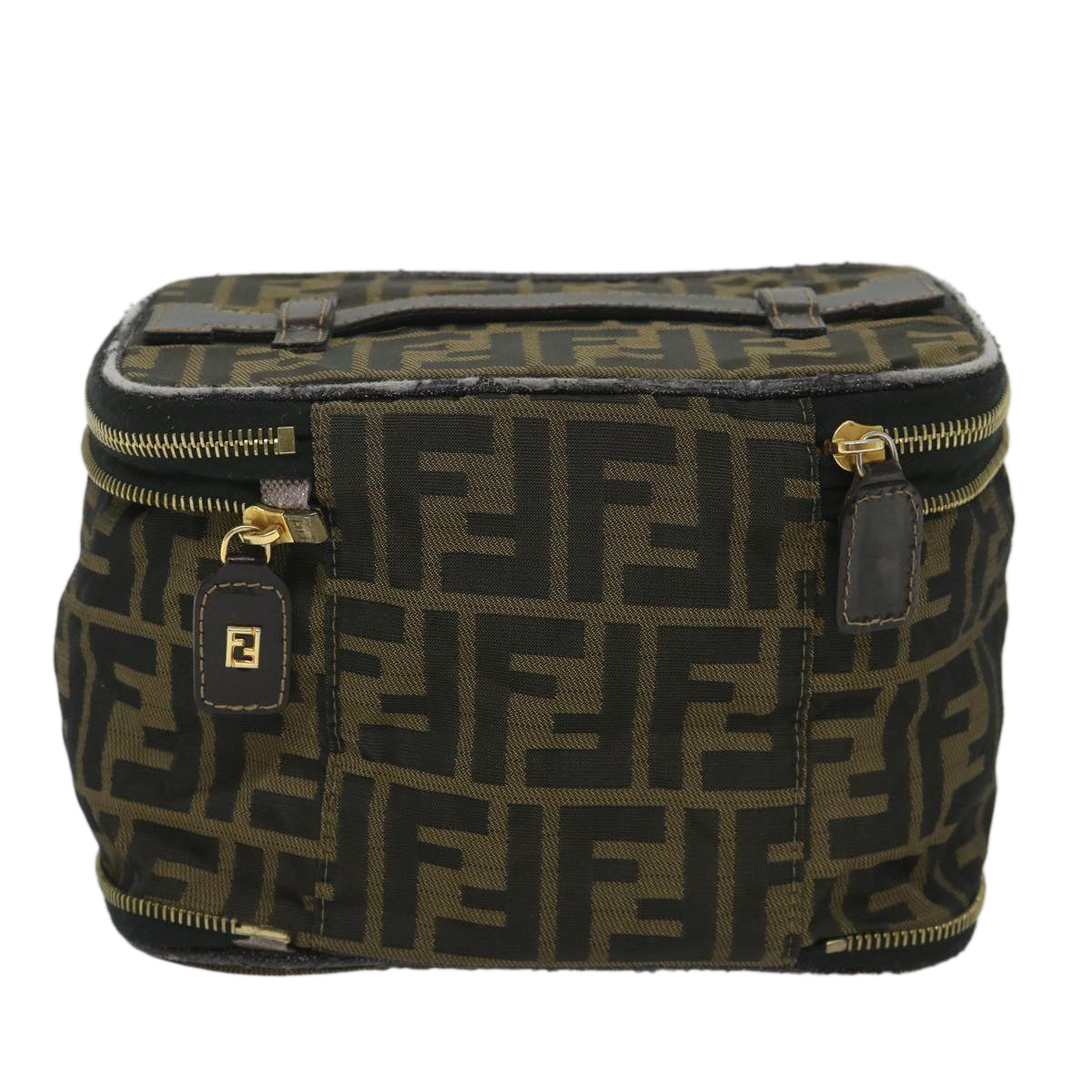 FENDI Zucca Canvas Vanity Cosmetic Pouch Black Brownyb401