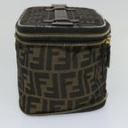 FENDI Zucca Canvas Vanity Cosmetic Pouch Black Brownyb401