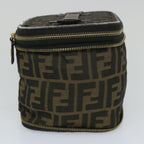 FENDI Zucca Canvas Vanity Cosmetic Pouch Black Brownyb401