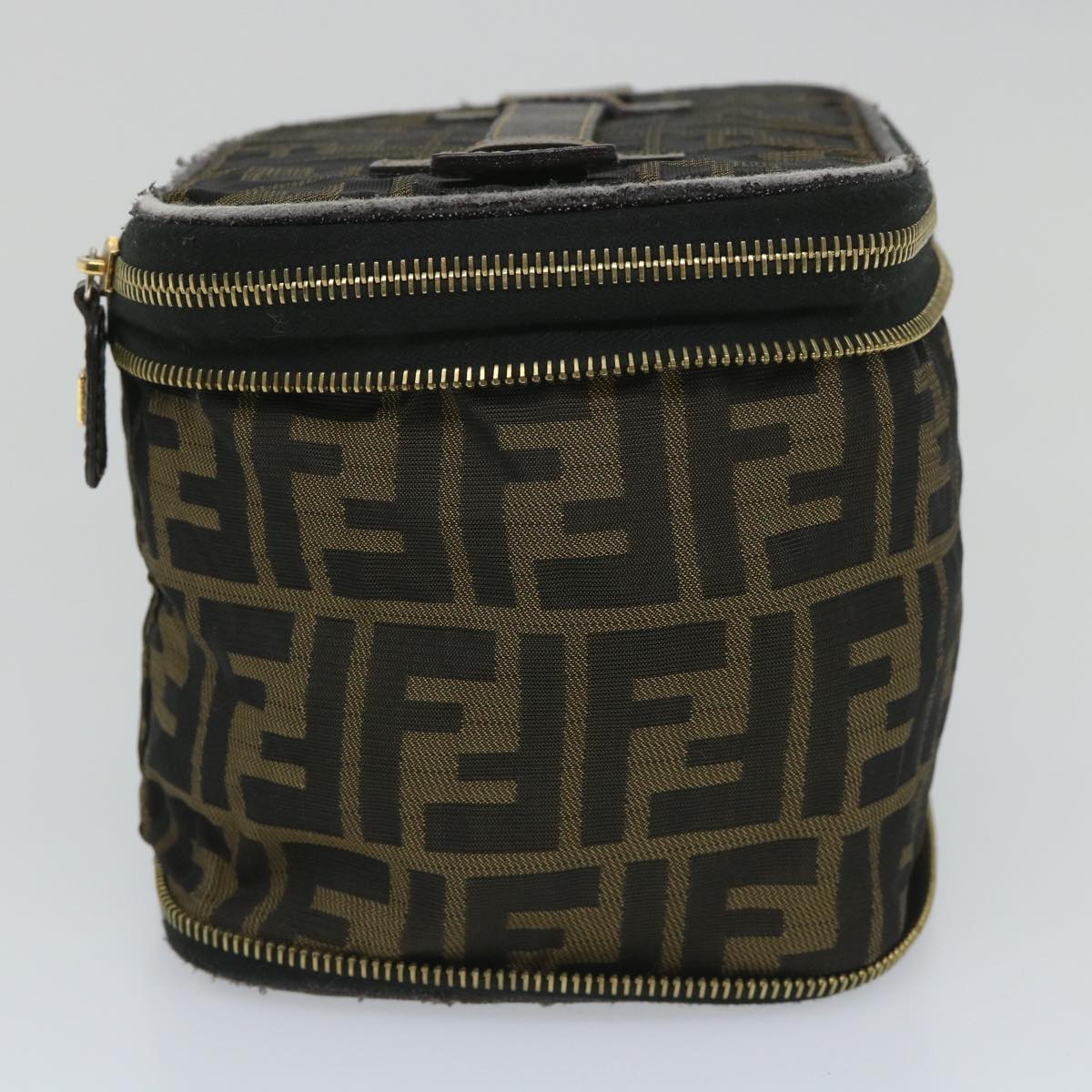 FENDI Zucca Canvas Vanity Cosmetic Pouch Black Brownyb401
