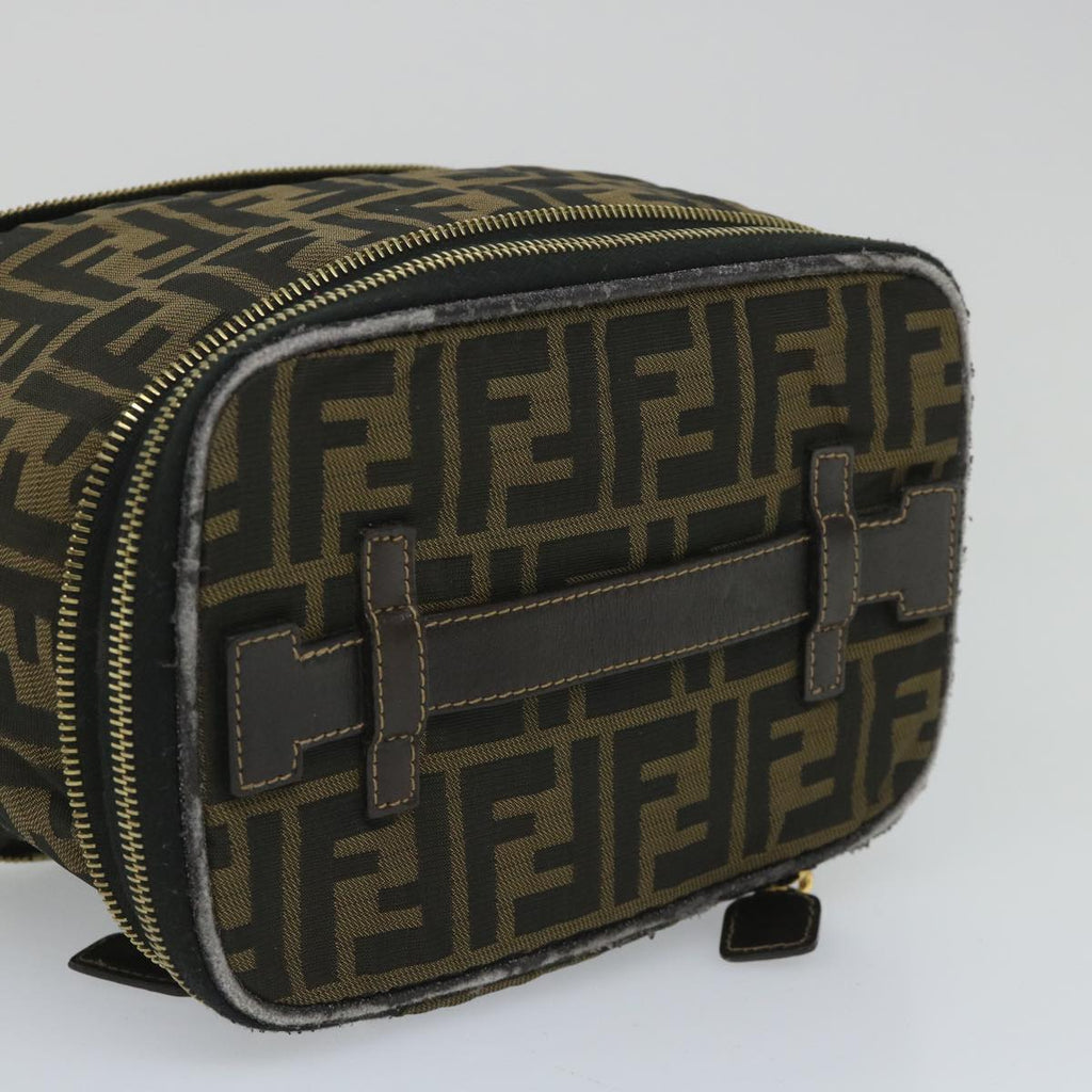FENDI Zucca Canvas Vanity Cosmetic Pouch Black Brownyb401