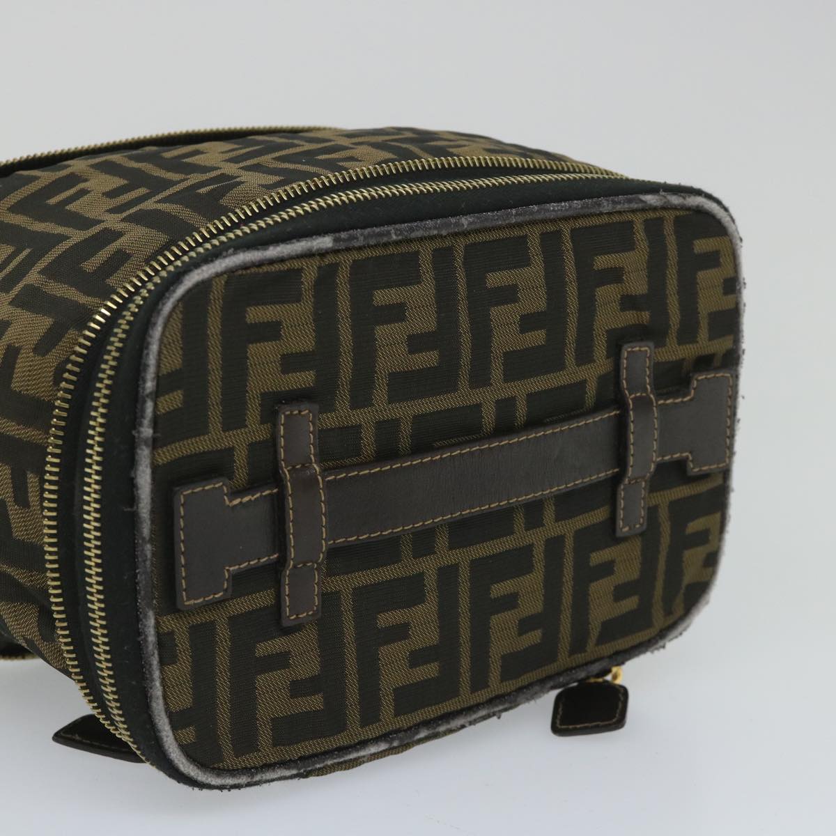 FENDI Zucca Canvas Vanity Cosmetic Pouch Black Brownyb401