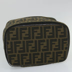 FENDI Zucca Canvas Vanity Cosmetic Pouch Black Brownyb401